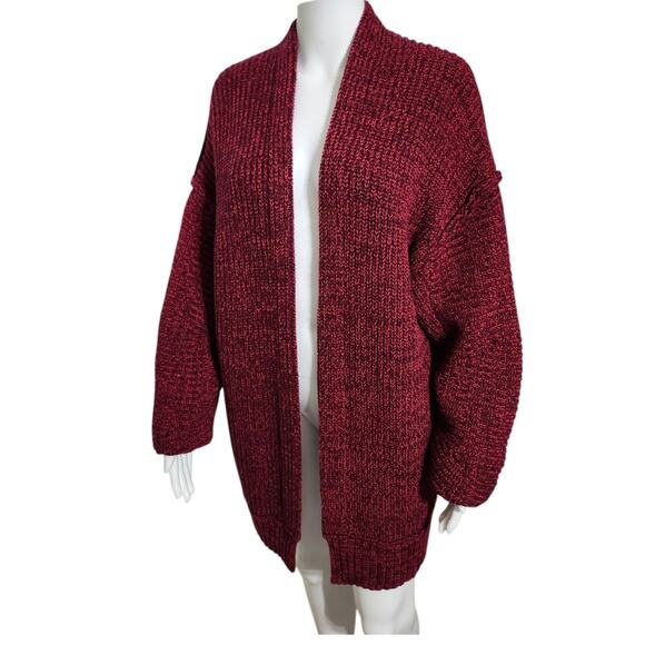 Free People Womens Open Front Long Sleeves Chunky Knit High Hopes Cardigan Red M - Picture 7 of 11